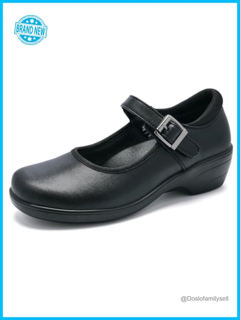 Womens Mary Jane Flats Hook and Loop Leather Orthopedic Dress Shoes